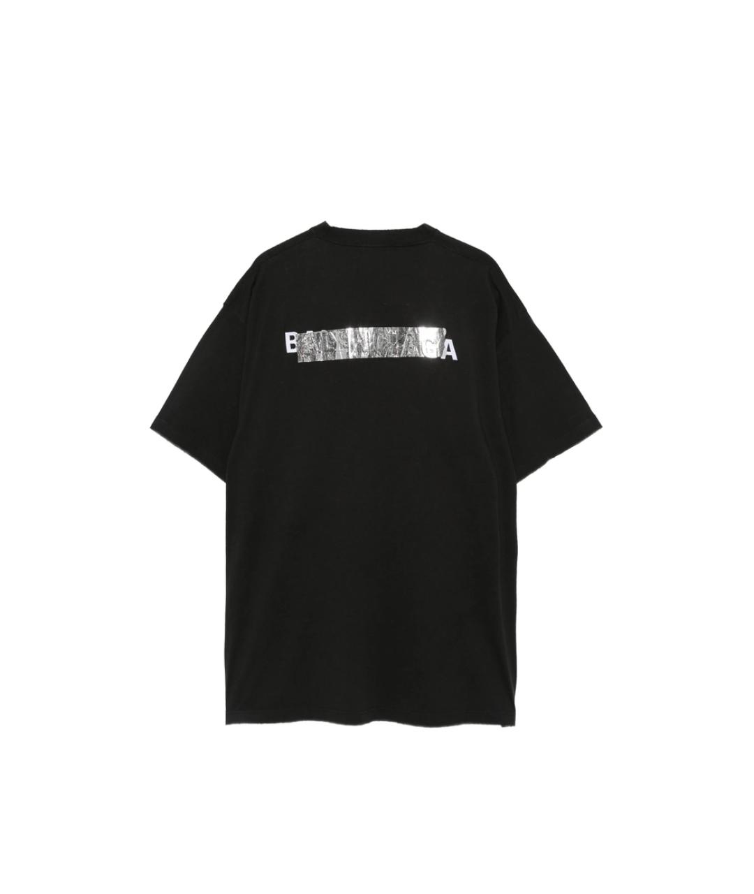 BALENCIAGA Черная полиэстеровая футболка, фото 2