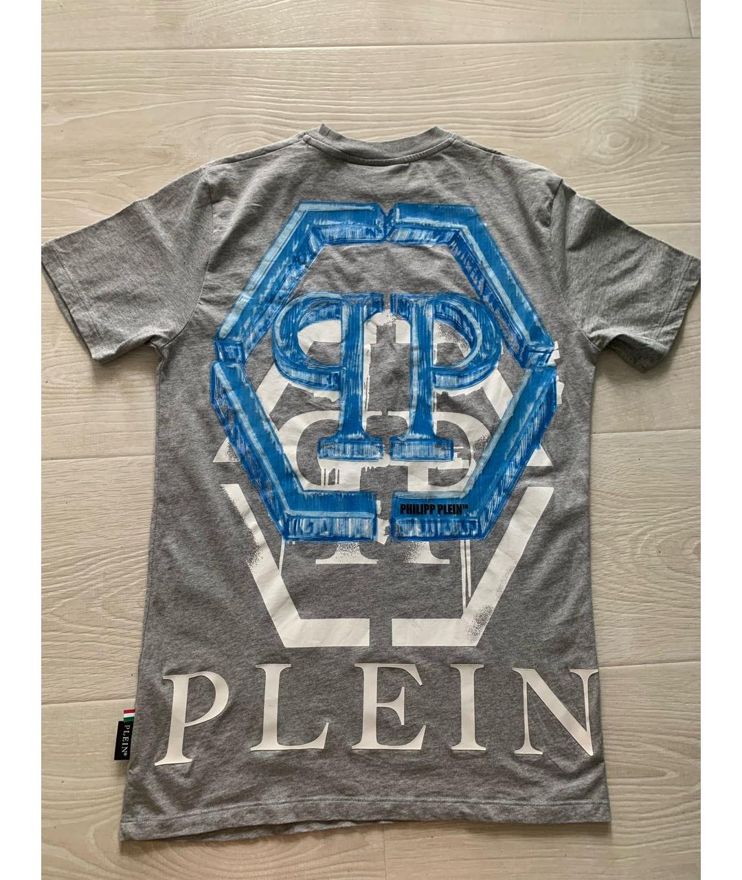 PHILIPP PLEIN Серая хлопковая футболка, фото 2