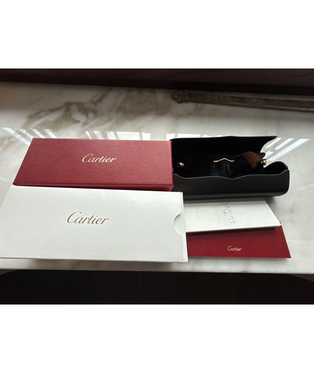 CARTIER Золотые металлические солнцезащитные очки, фото 8