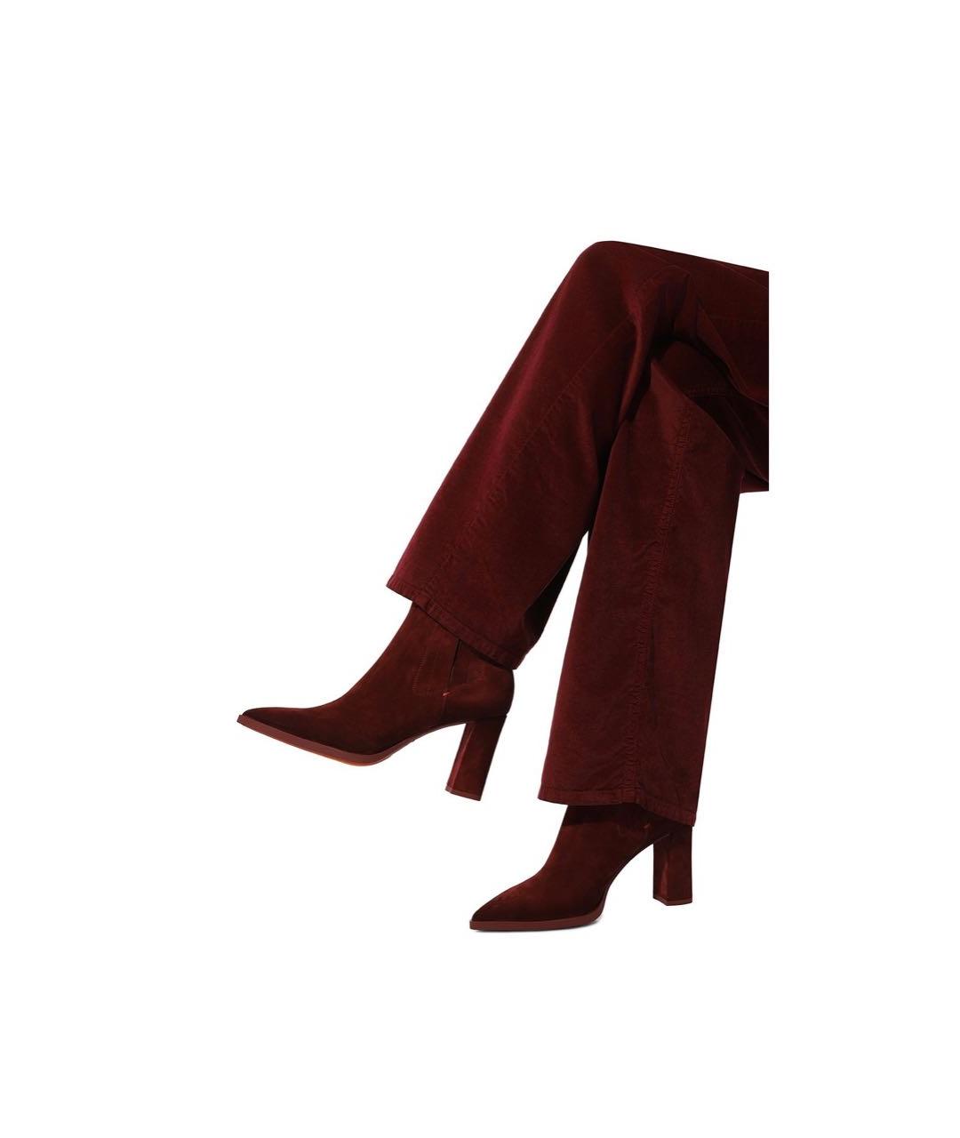 SANTONI Бордовые замшевые ботильоны, фото 6
