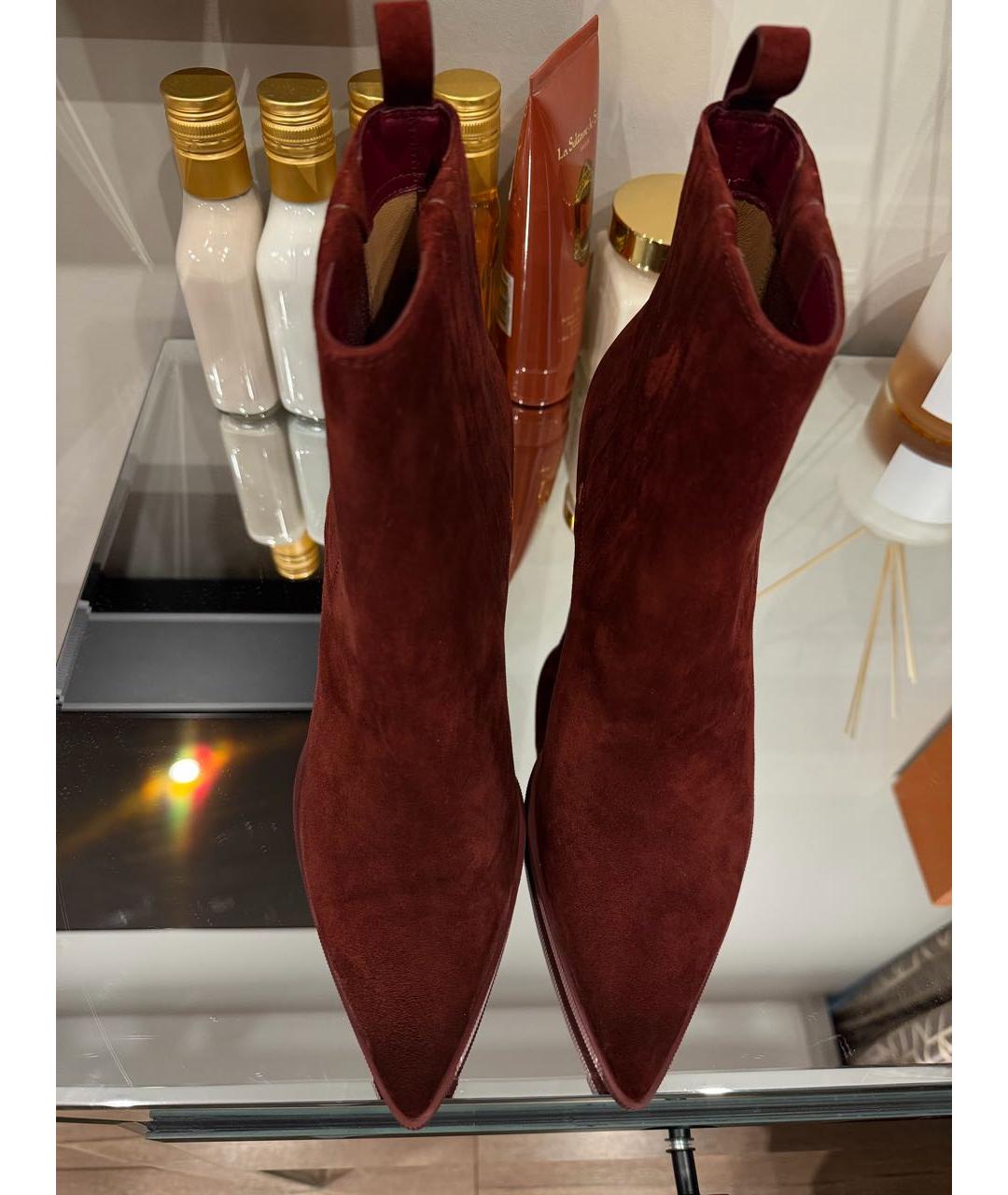 SANTONI Бордовые замшевые ботильоны, фото 2