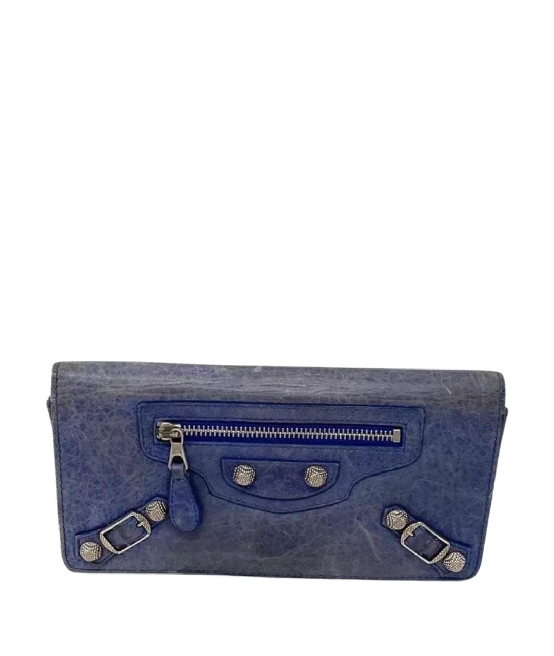BALENCIAGA Синий кожаный кошелек, фото 1