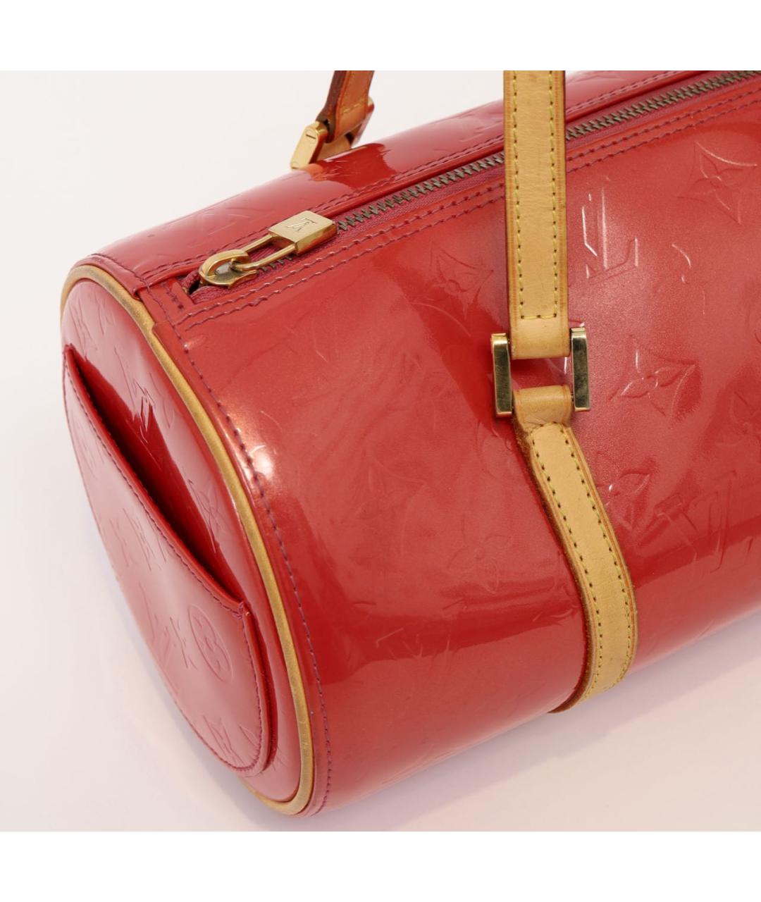 LOUIS VUITTON Коралловая сумка с короткими ручками из лакированной кожи, фото 5