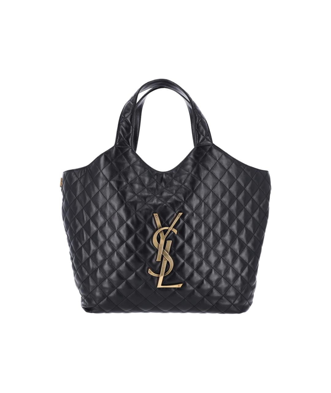 SAINT LAURENT Черная кожаная сумка тоут, фото 1