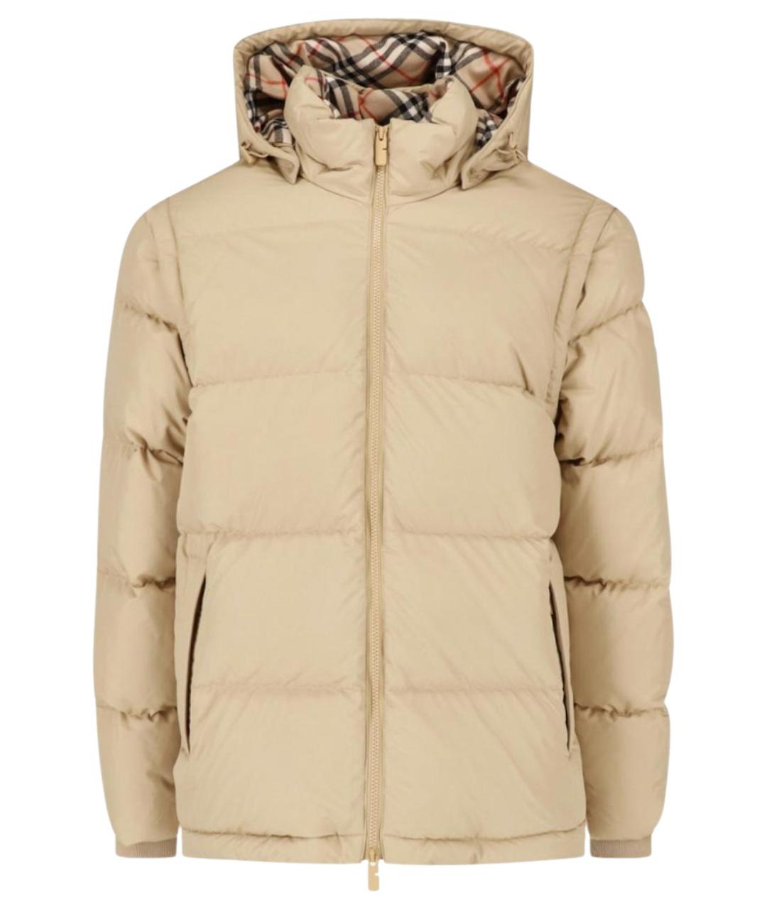 BURBERRY Бежевый полиэстеровый пуховик, фото 1
