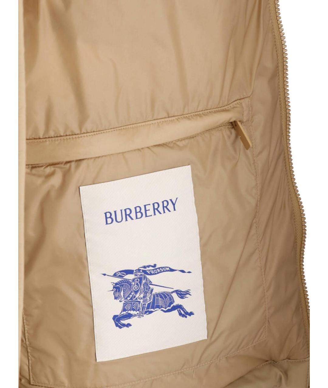 BURBERRY Бежевый полиэстеровый пуховик, фото 5