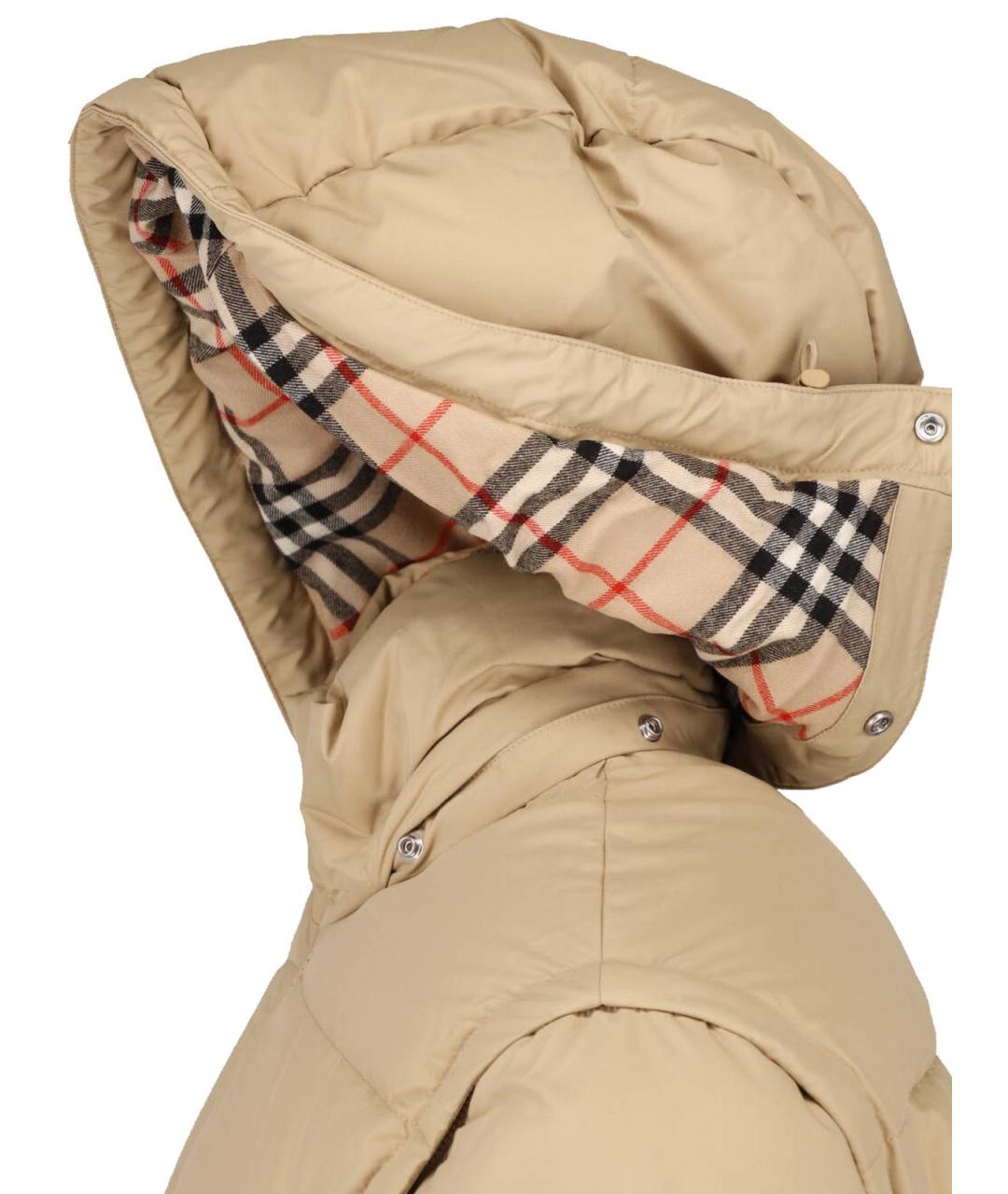 BURBERRY Бежевый полиэстеровый пуховик, фото 4