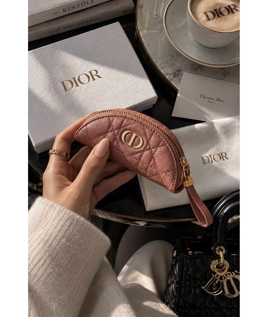 CHRISTIAN DIOR Бежевый кожаный кошелек, фото 4