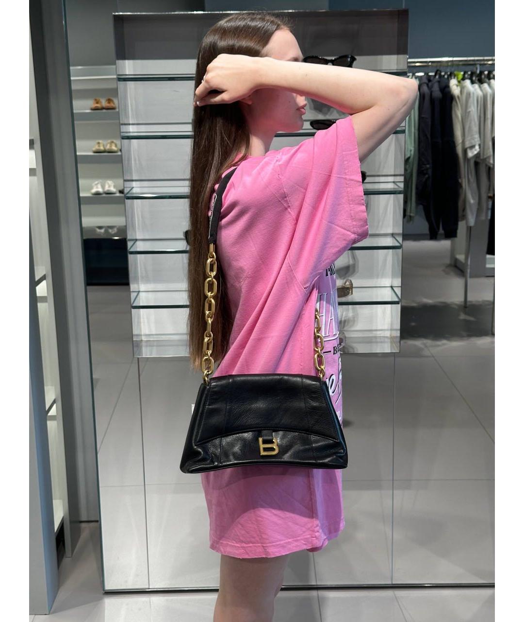 BALENCIAGA Черная кожаная сумка через плечо, фото 5