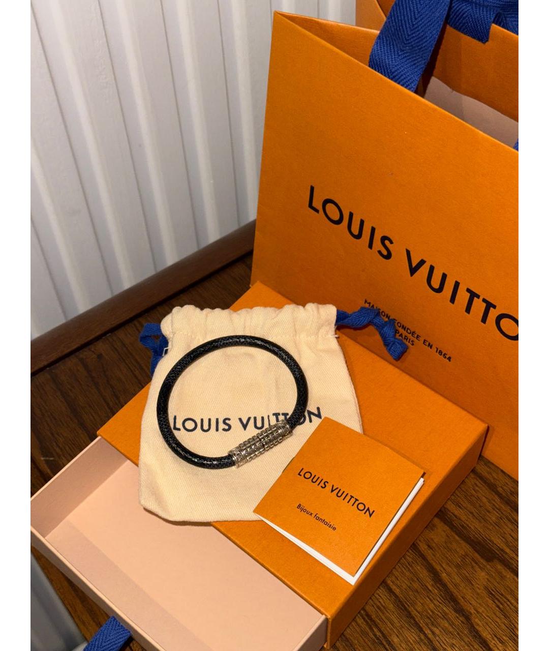 LOUIS VUITTON Серый кожаный браслет, фото 2
