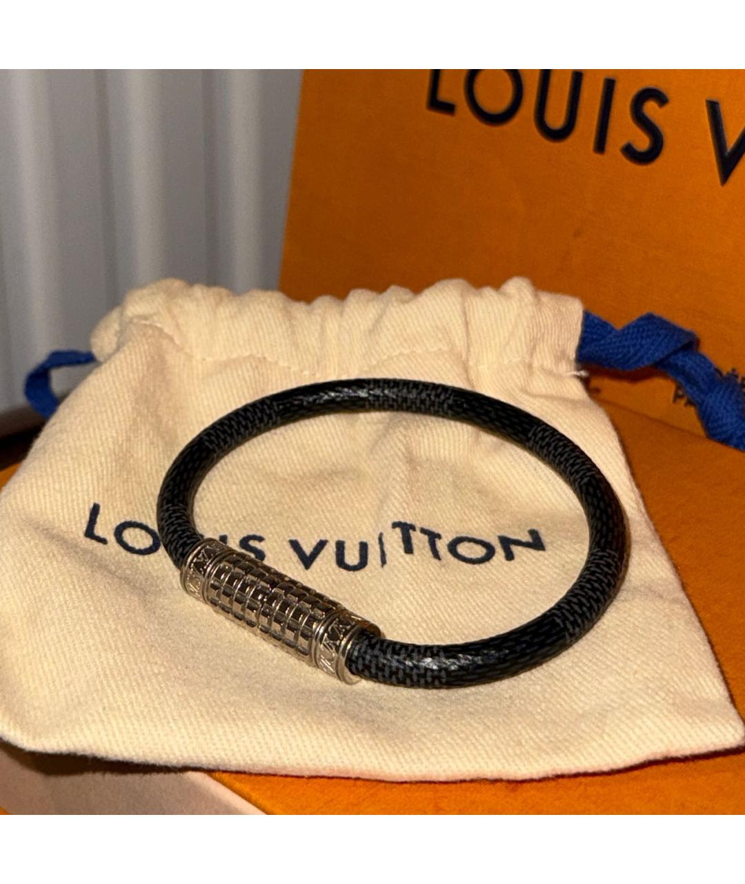 LOUIS VUITTON Серый кожаный браслет, фото 3