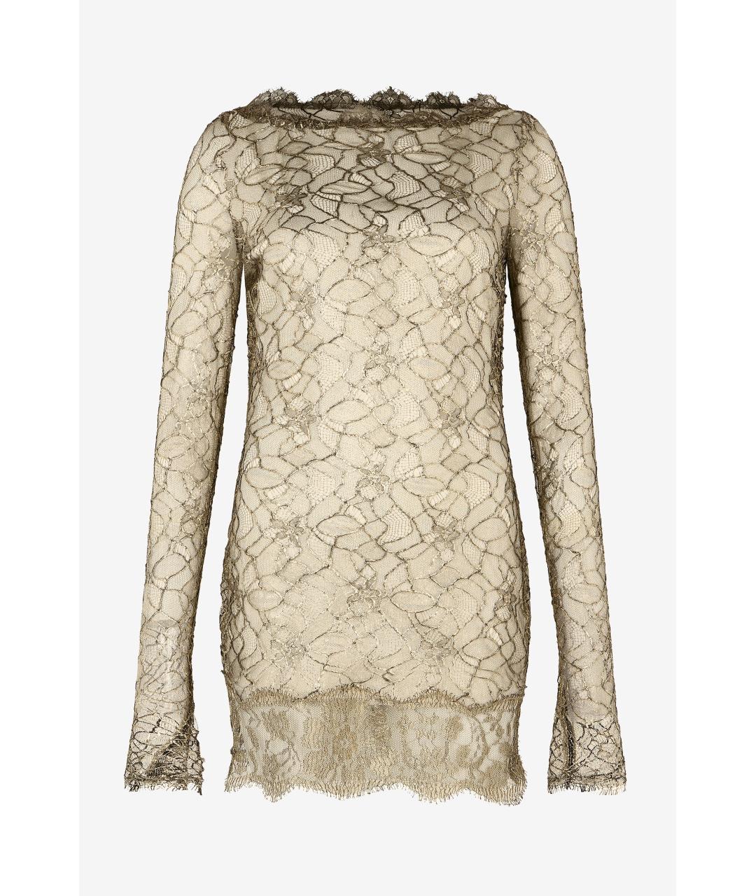 ROBERTO CAVALLI Золотое хлопковое коктейльное платье, фото 7