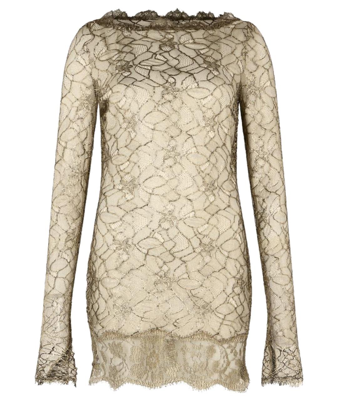 ROBERTO CAVALLI Золотое хлопковое коктейльное платье, фото 1