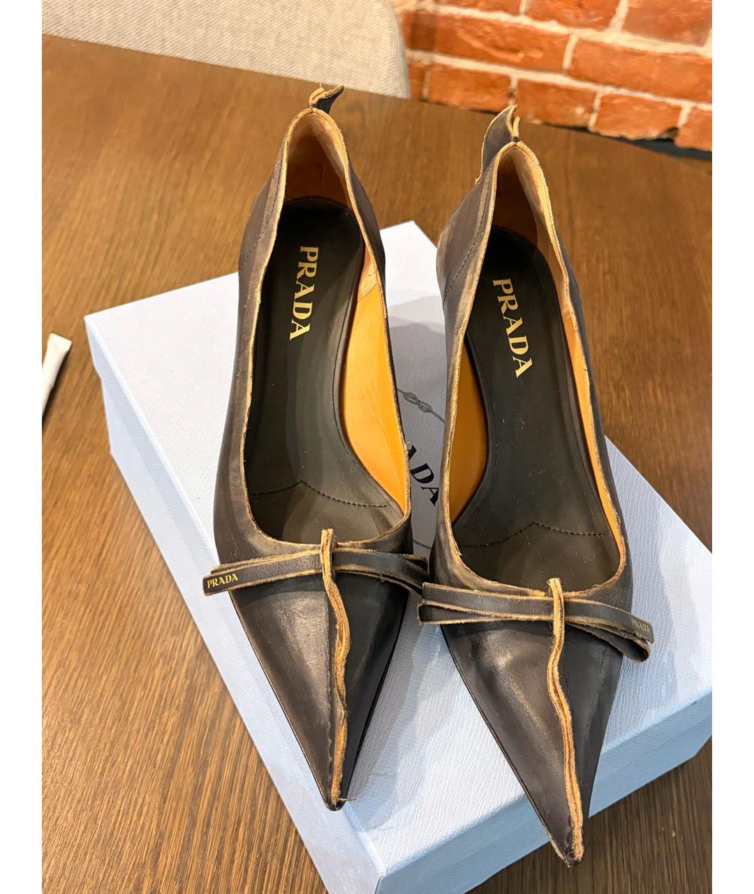 PRADA Коричневые кожаные туфли, фото 3