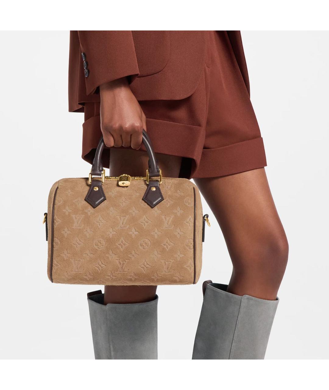 LOUIS VUITTON Бежевая замшевая сумка через плечо, фото 6