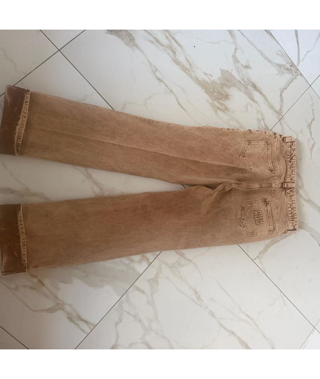 MIU MIU Горчичные хлопковые прямые джинсы, фото 3