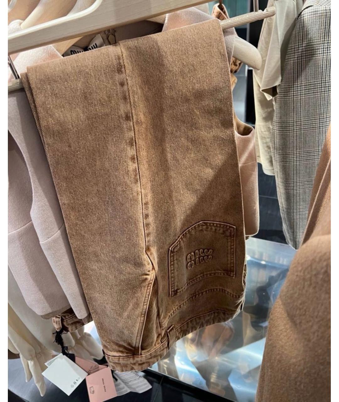 MIU MIU Горчичные хлопковые прямые джинсы, фото 7