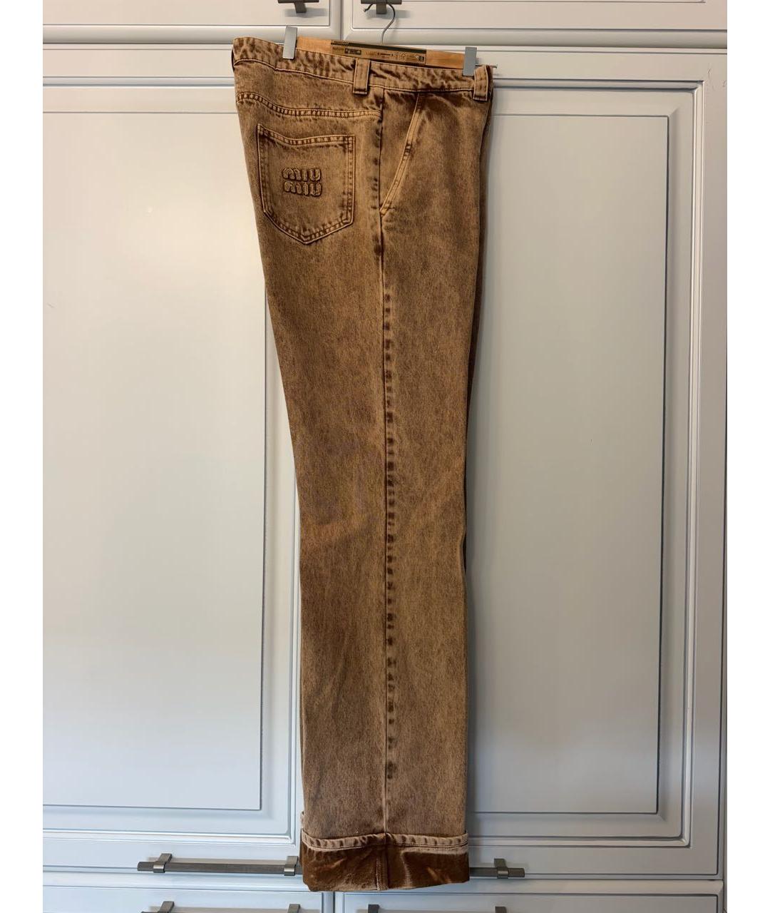 MIU MIU Горчичные хлопковые прямые джинсы, фото 2