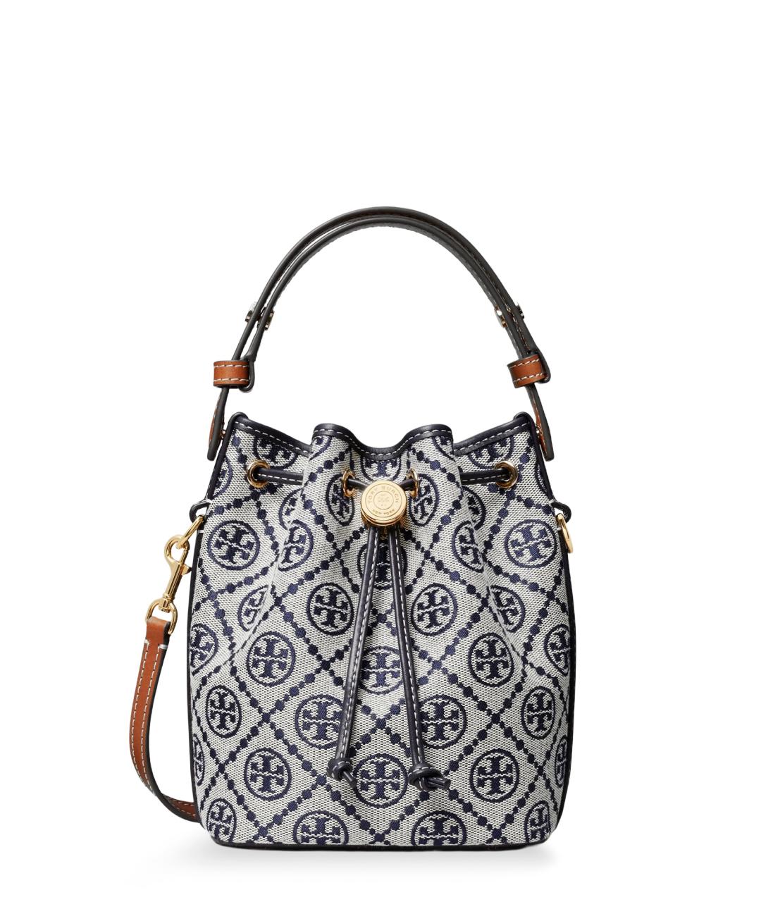 TORY BURCH Синяя хлопковая сумка с короткими ручками, фото 1