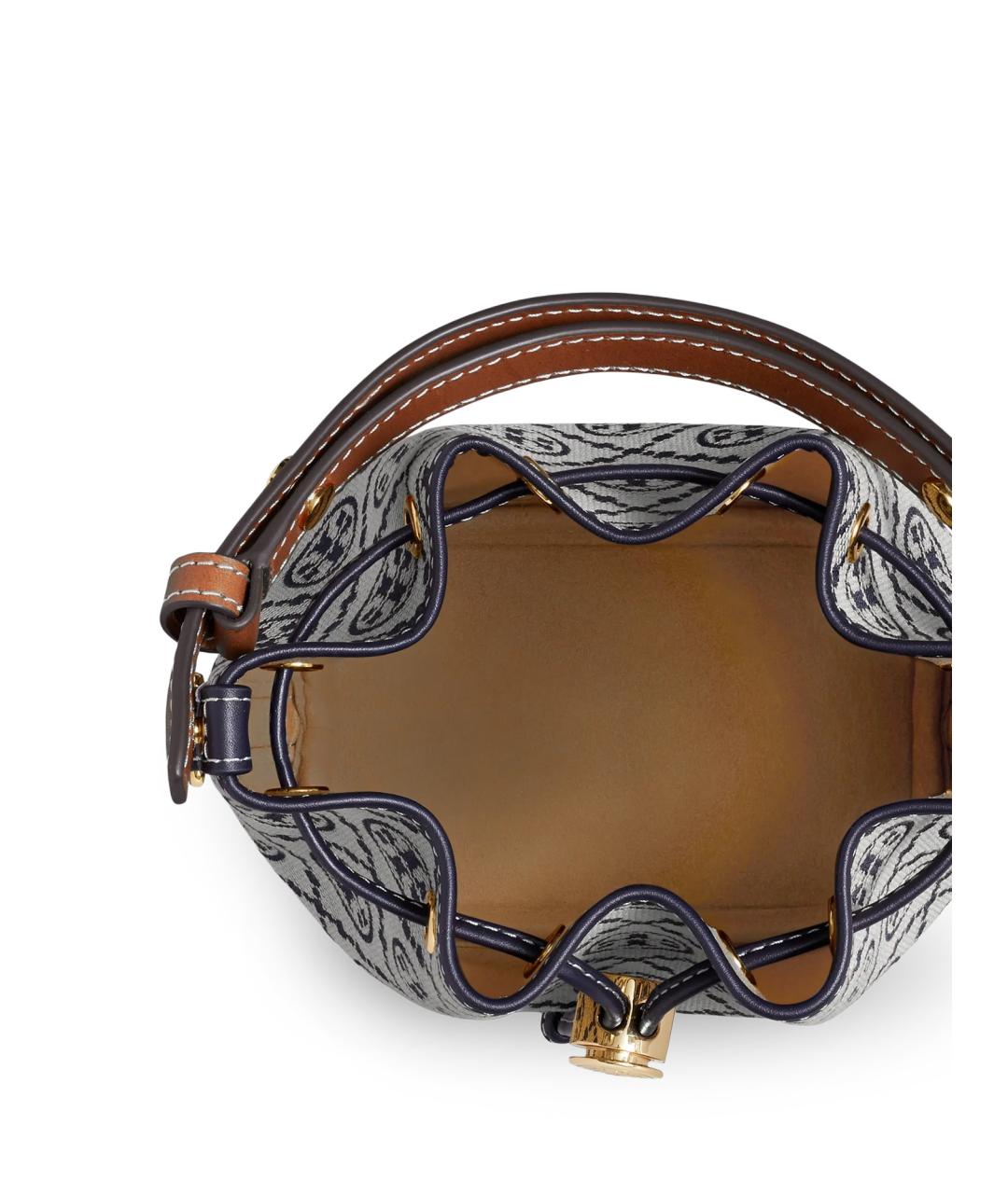 TORY BURCH Синяя хлопковая сумка с короткими ручками, фото 4