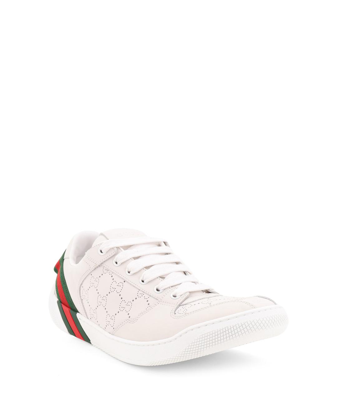 GUCCI Белые кожаные низкие кроссовки / кеды, фото 2