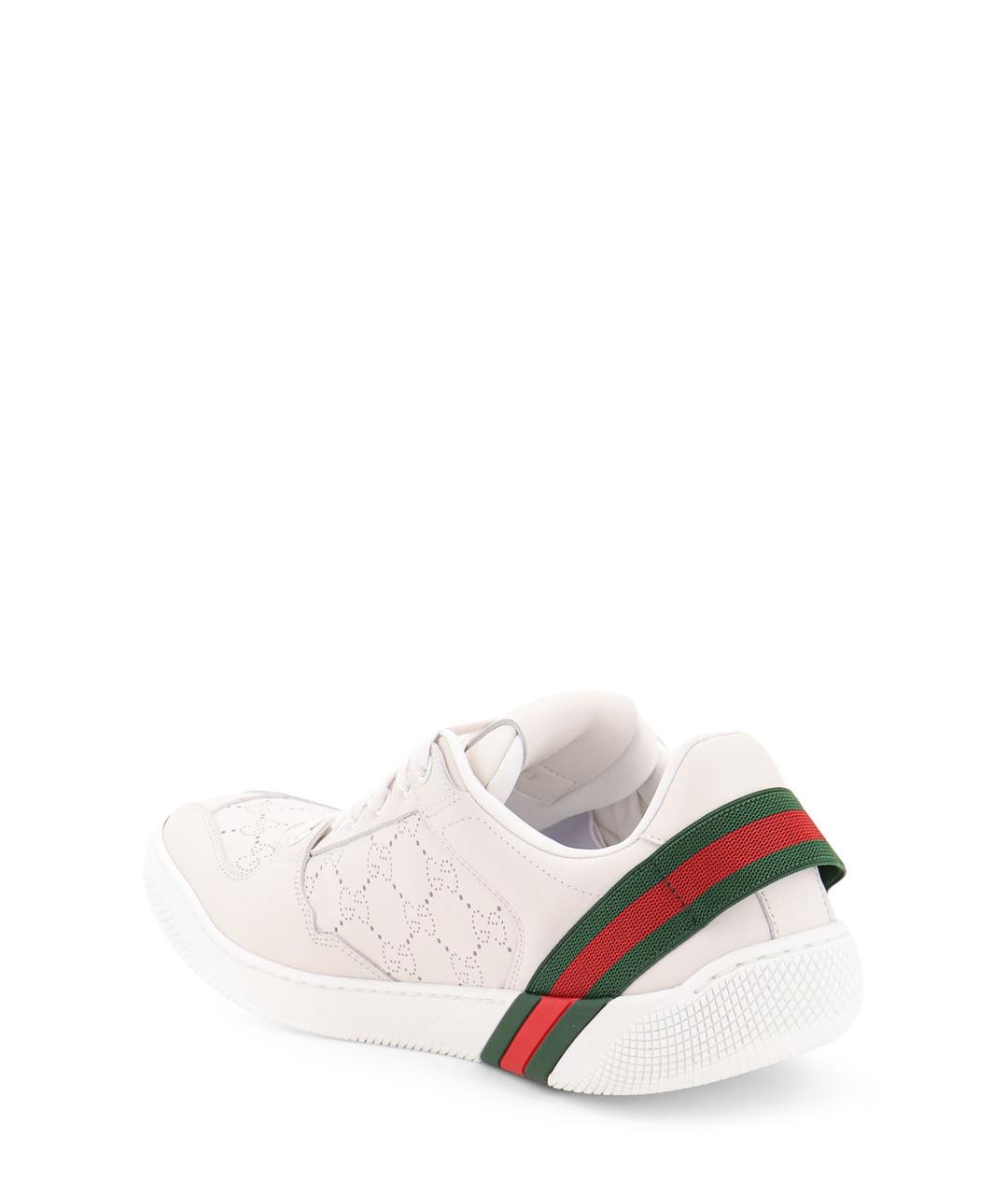 GUCCI Белые кожаные низкие кроссовки / кеды, фото 3