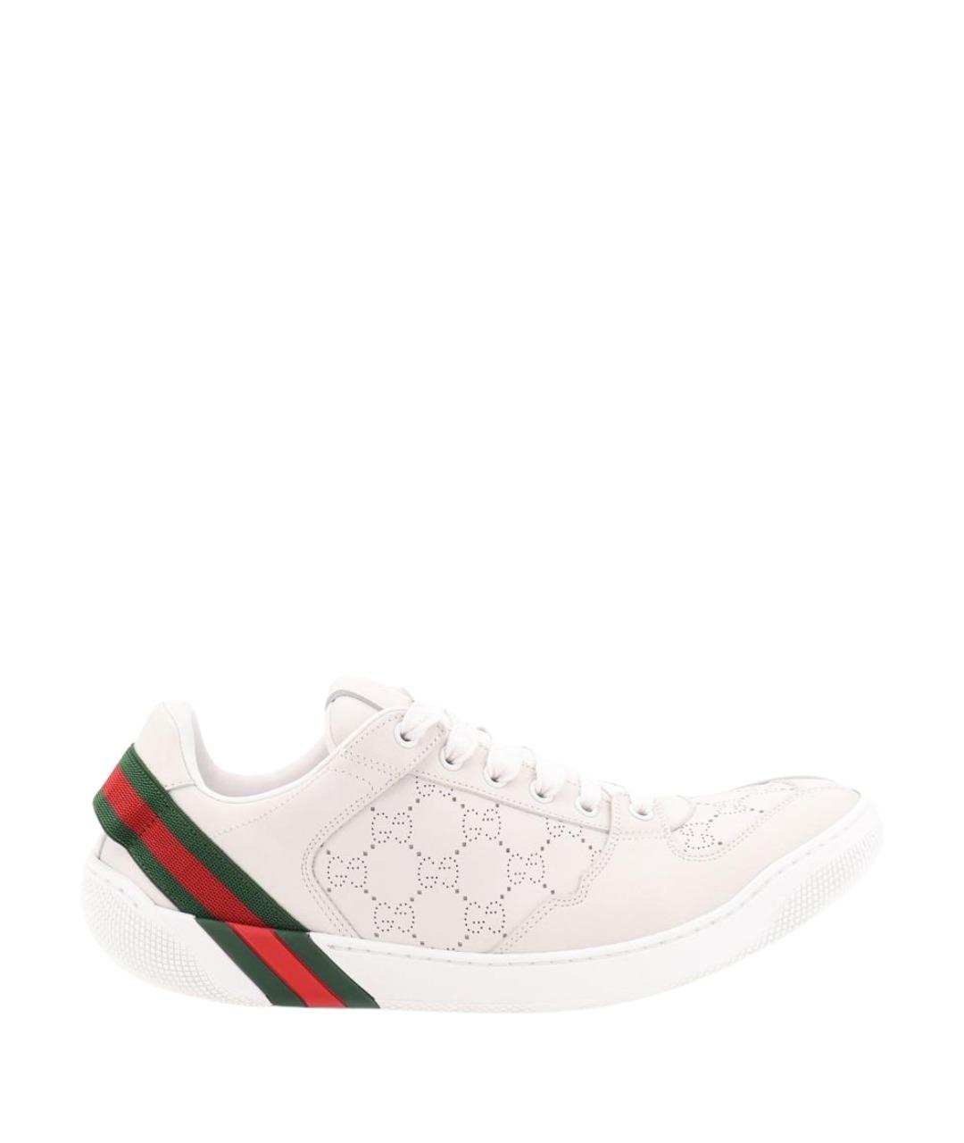 GUCCI Белые кожаные низкие кроссовки / кеды, фото 1