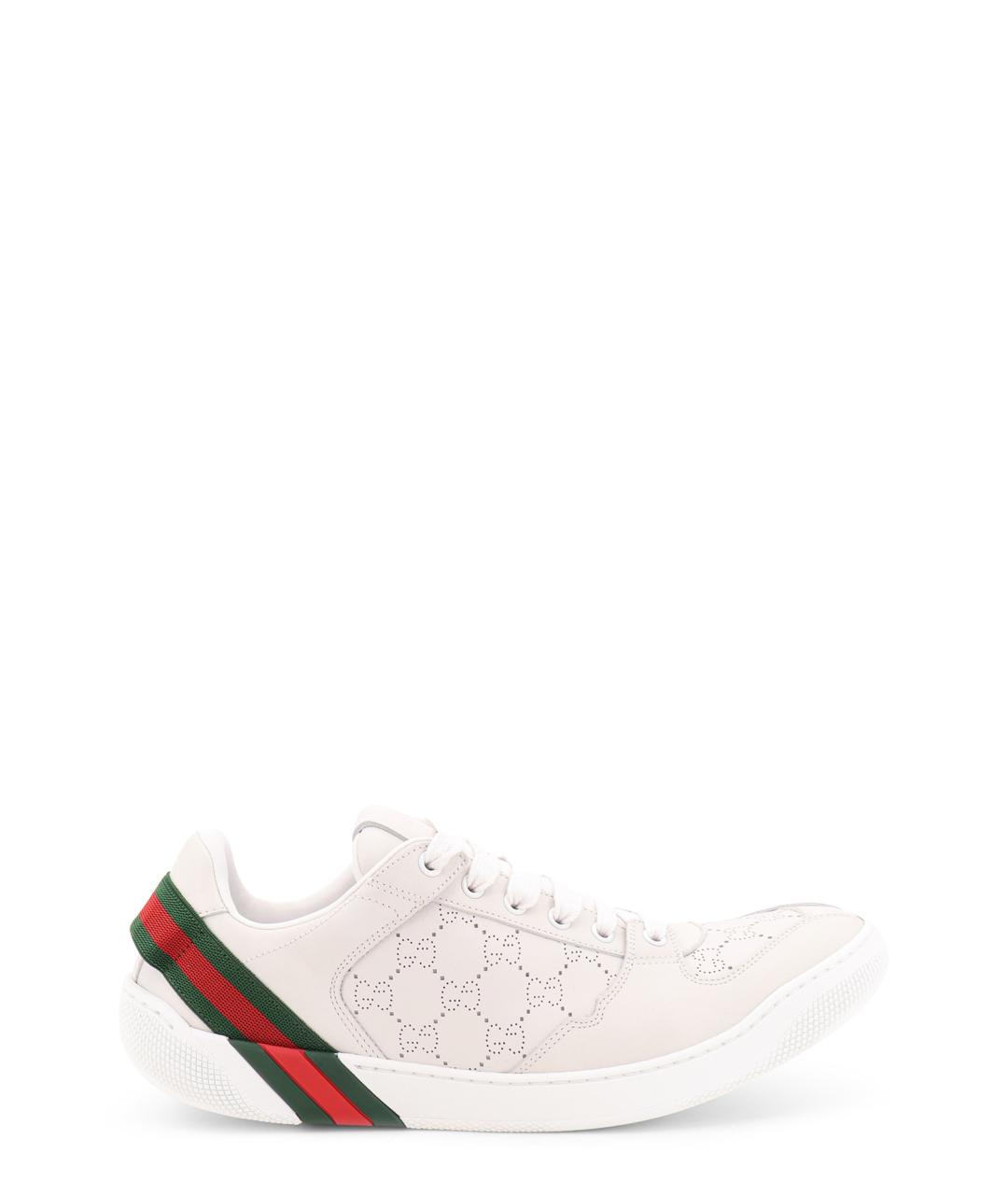 GUCCI Белые кожаные низкие кроссовки / кеды, фото 6