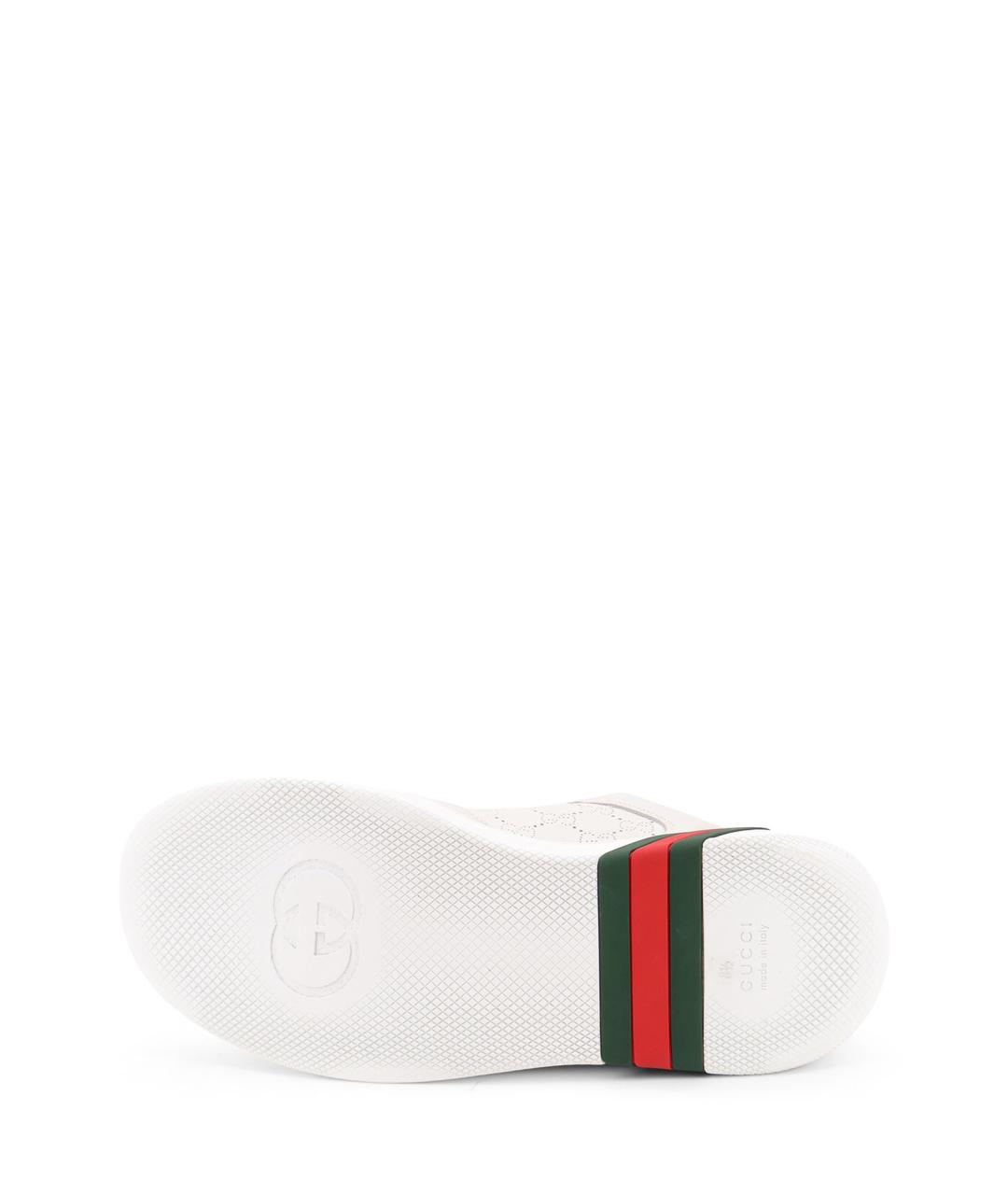 GUCCI Белые кожаные низкие кроссовки / кеды, фото 4