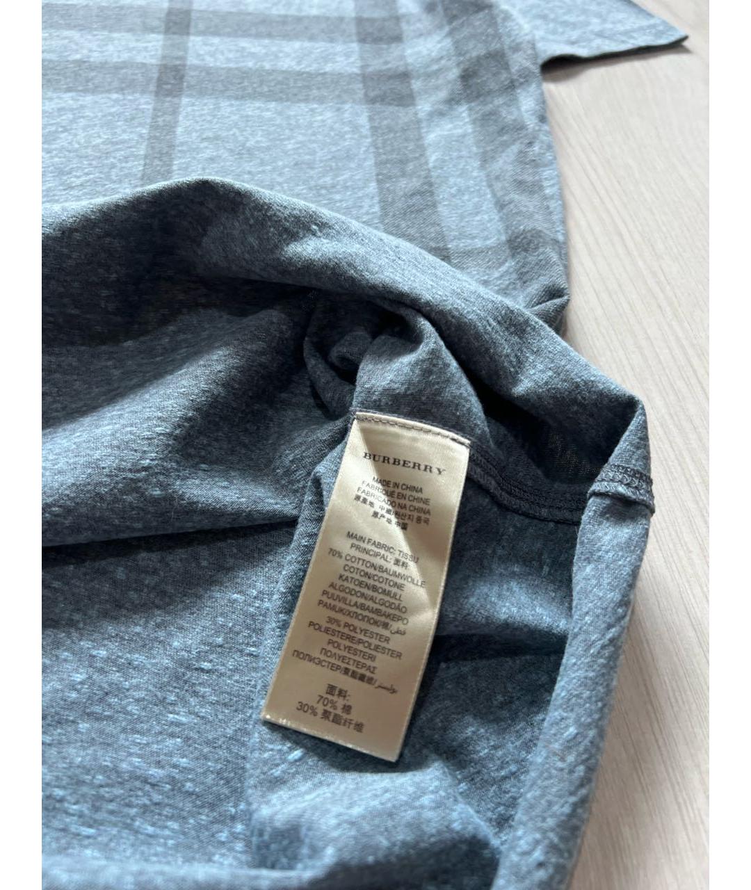 BURBERRY Синяя хлопковая футболка, фото 7