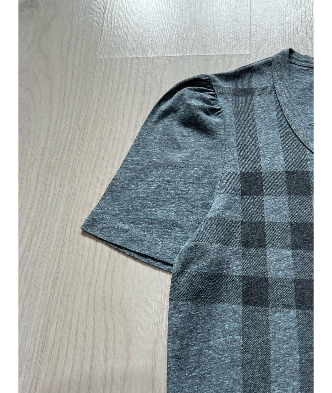 BURBERRY Синяя хлопковая футболка, фото 4
