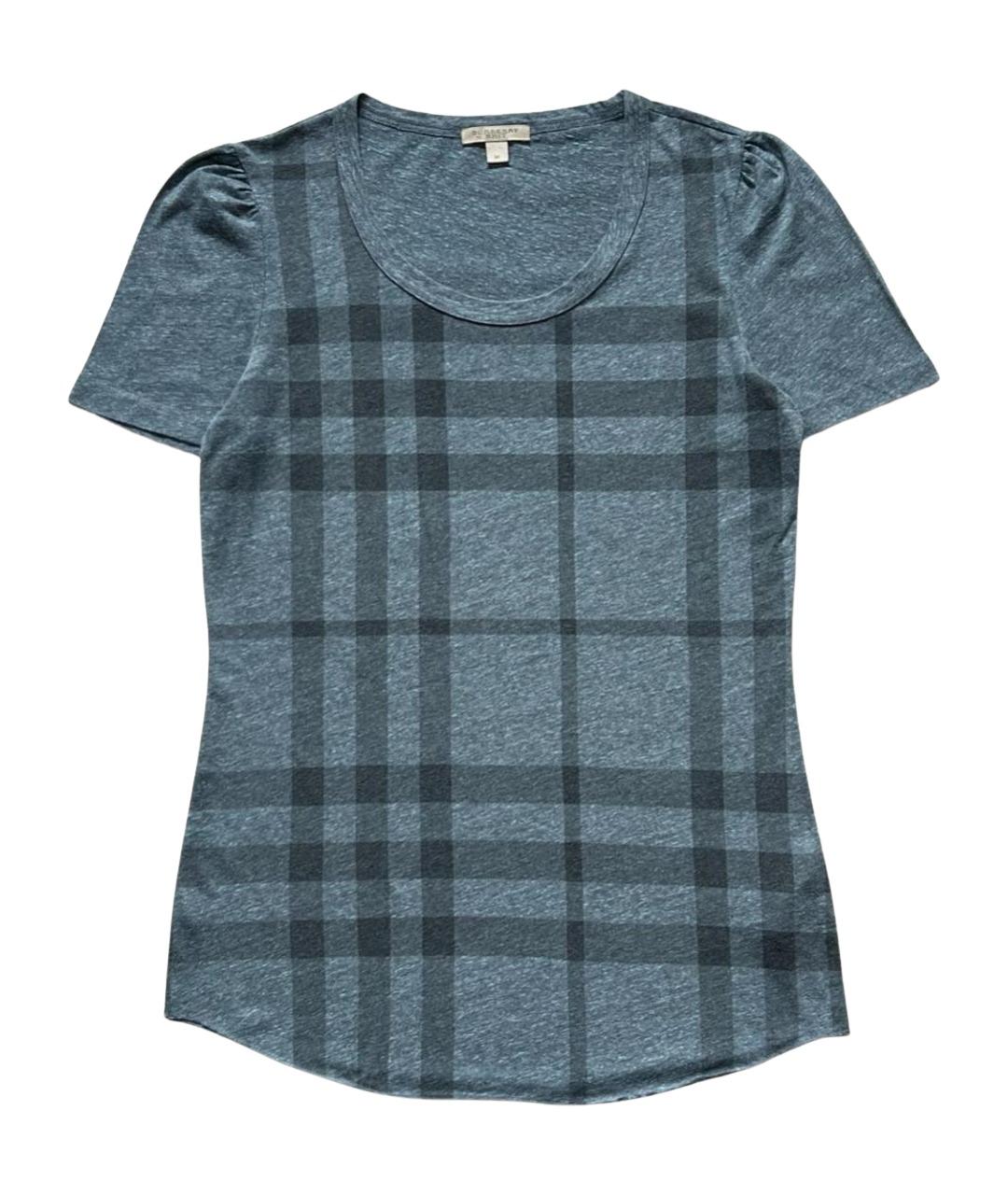 BURBERRY Синяя хлопковая футболка, фото 1
