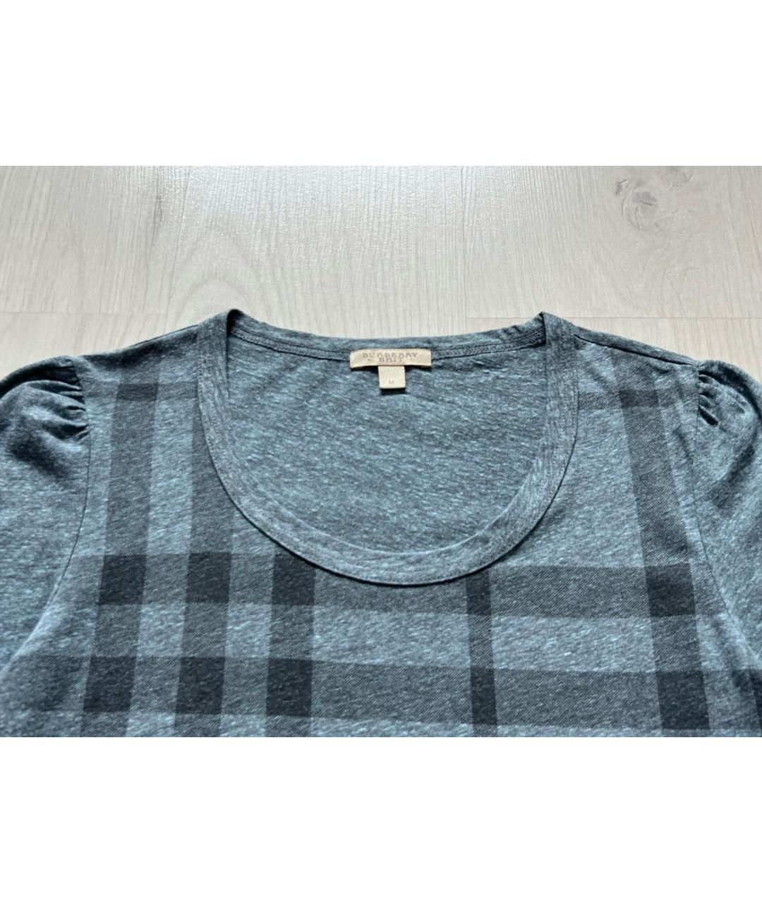 BURBERRY Синяя хлопковая футболка, фото 3