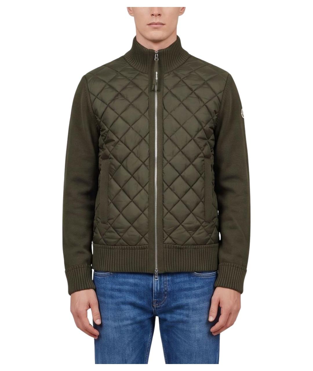 MONCLER Зеленый полиамидовый кардиган, фото 1