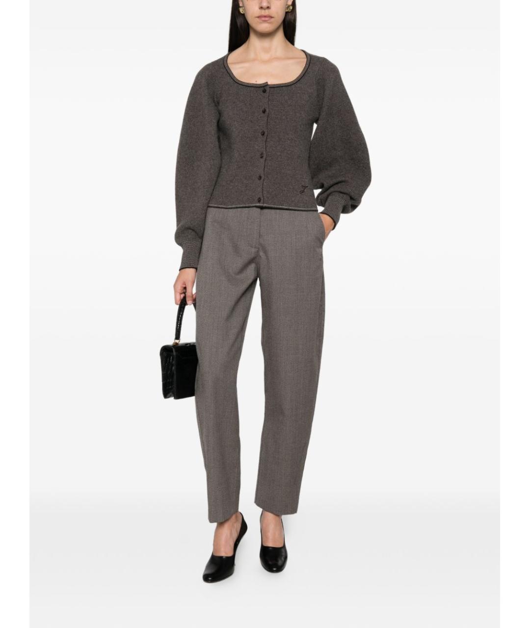 JACQUEMUS Коричневые хлопковые прямые брюки, фото 2