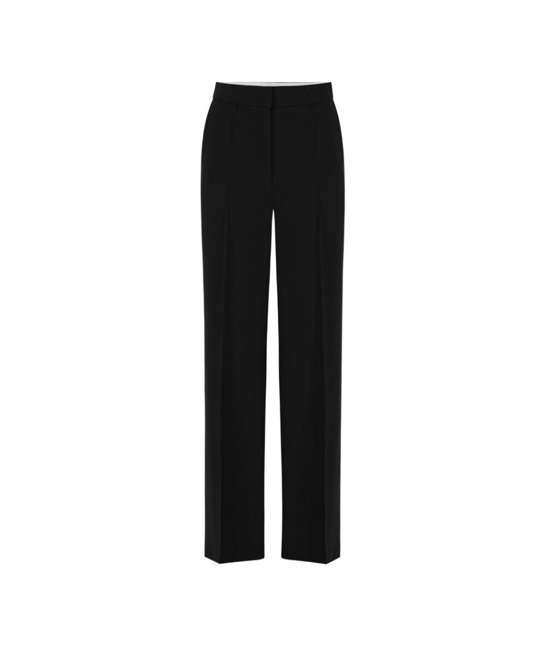 ELISABETTA FRANCHI Черные полиэстеровые прямые брюки, фото 1