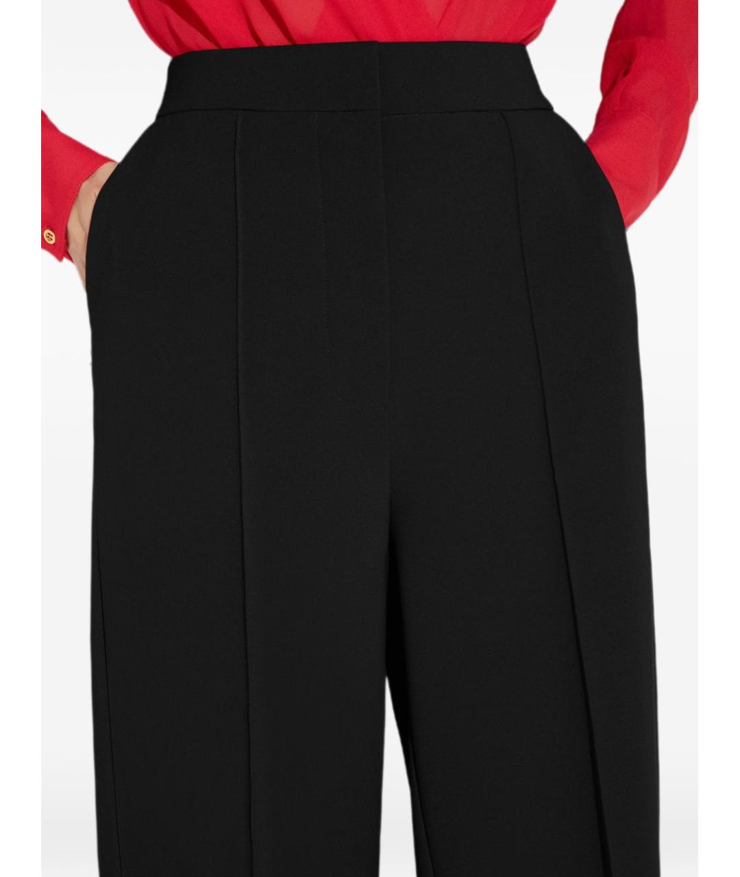 ELISABETTA FRANCHI Черные полиэстеровые прямые брюки, фото 4