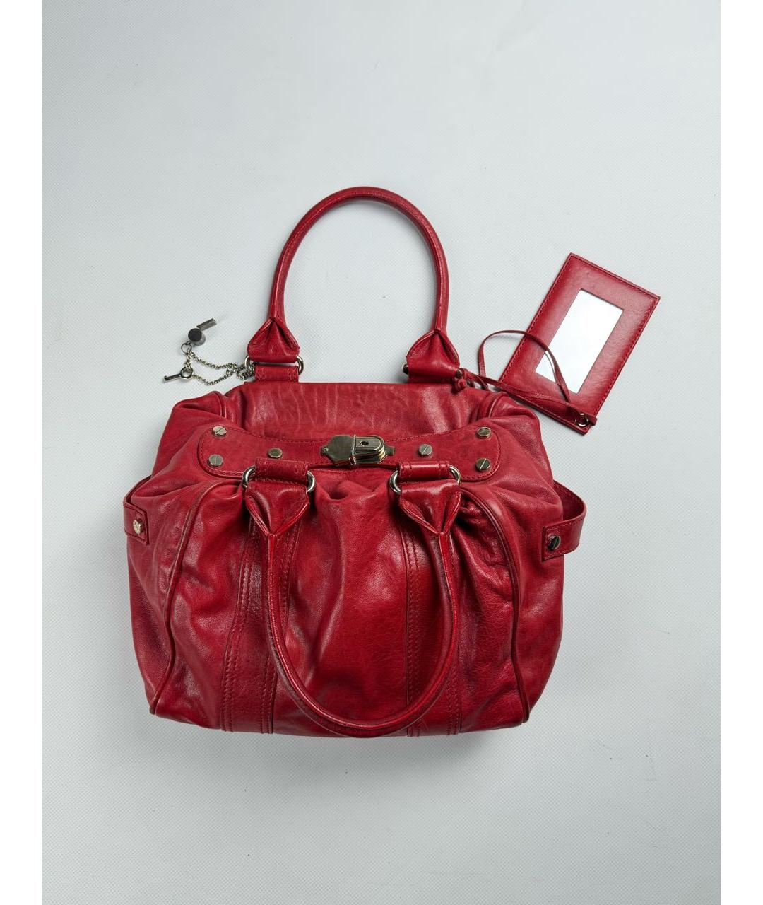 BALENCIAGA Красная кожаная сумка с короткими ручками, фото 5