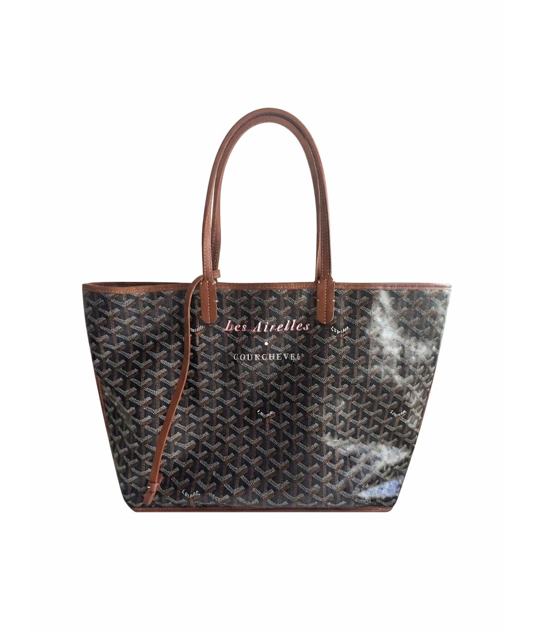 GOYARD Коричневая кожаная сумка тоут, фото 1