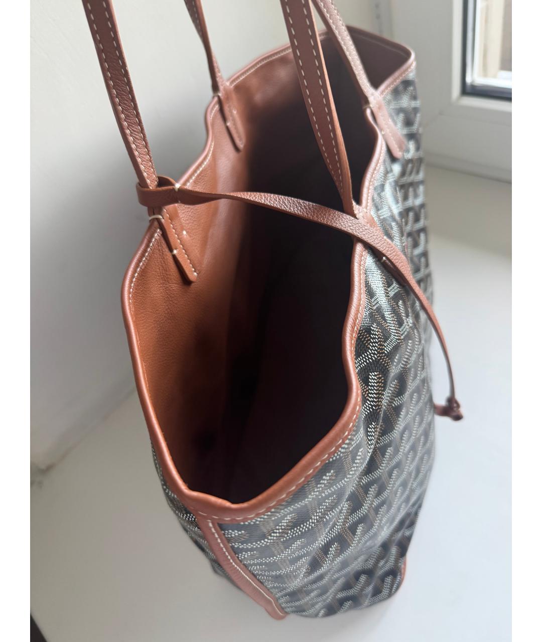 GOYARD Коричневая кожаная сумка тоут, фото 4