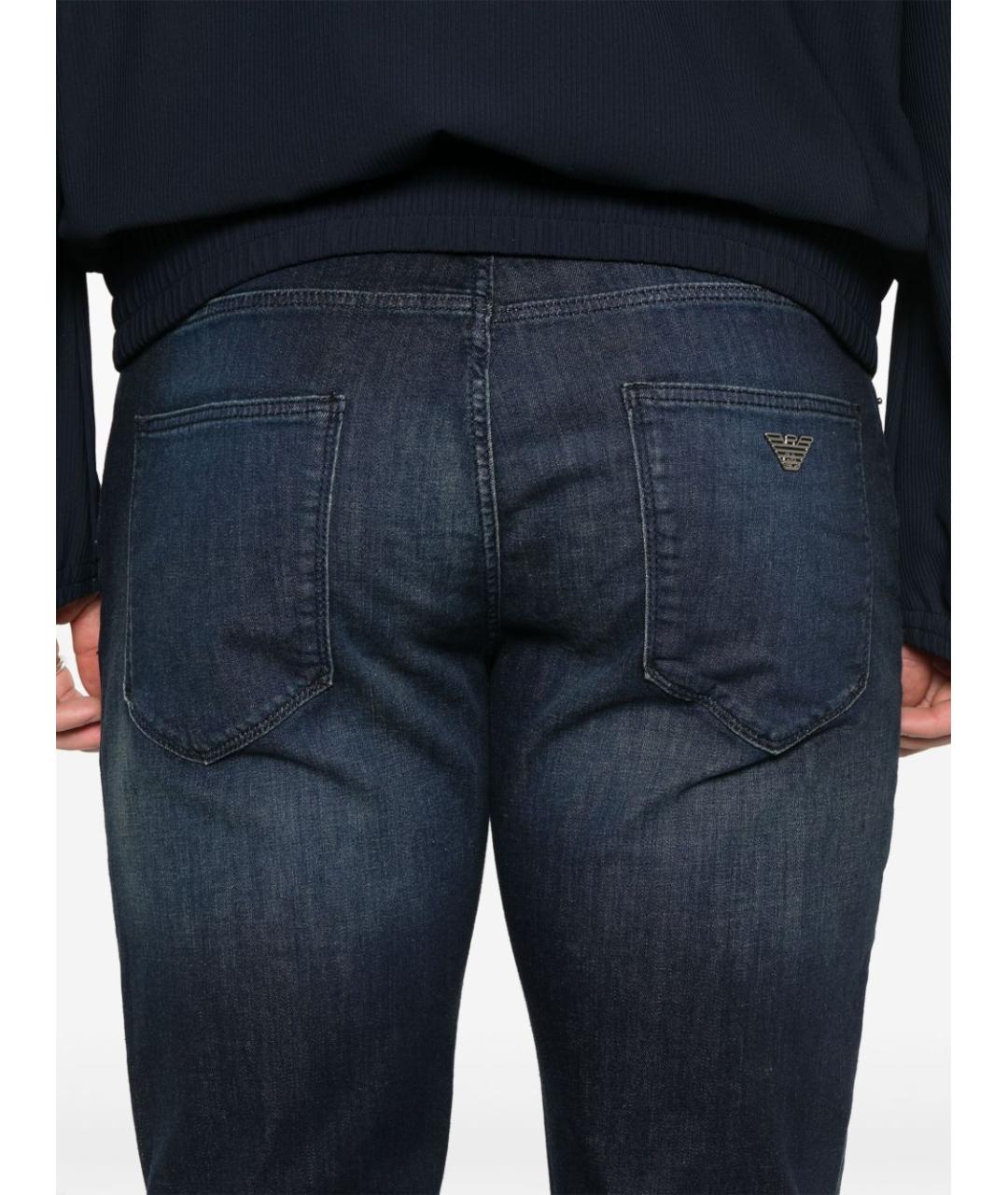 EMPORIO ARMANI Синие хлопко-эластановые прямые джинсы, фото 3