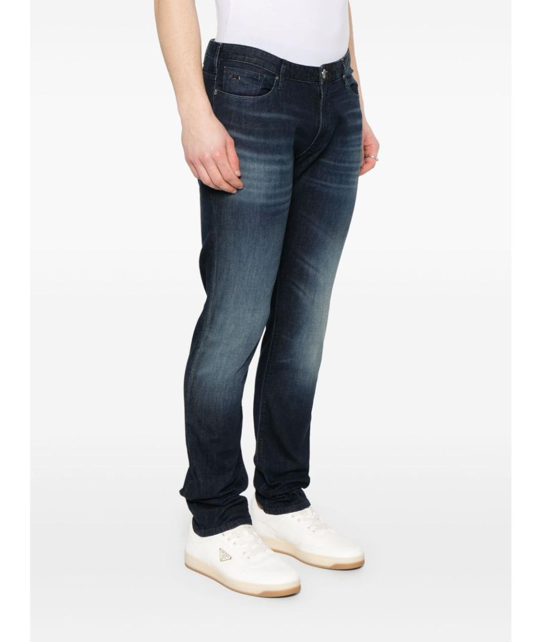 EMPORIO ARMANI Синие хлопко-эластановые прямые джинсы, фото 4
