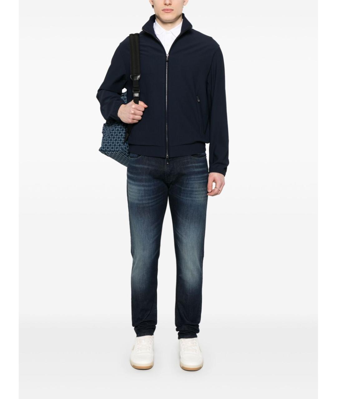 EMPORIO ARMANI Синие хлопко-эластановые прямые джинсы, фото 2