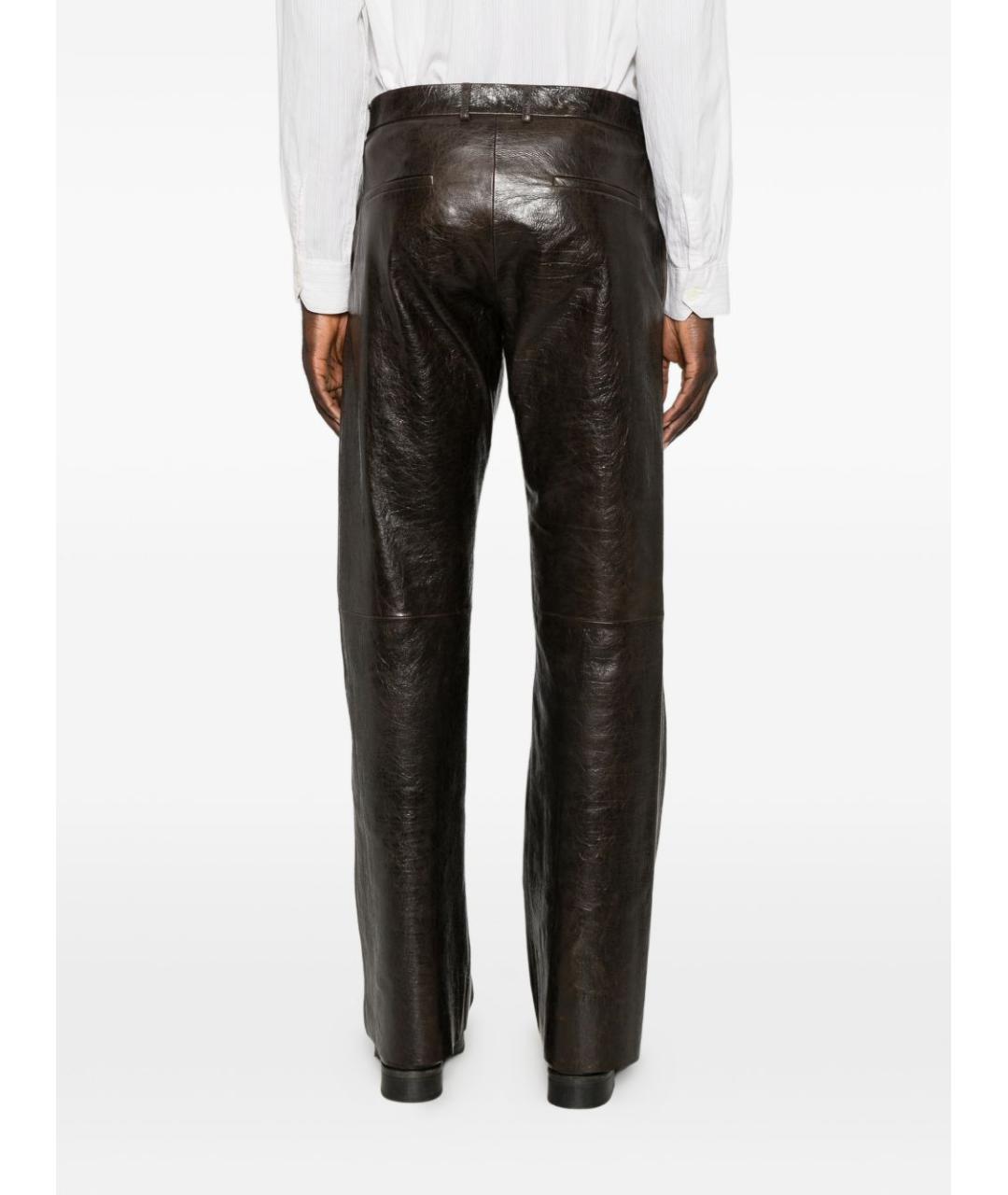 EMPORIO ARMANI Черные кожаные повседневные брюки, фото 4