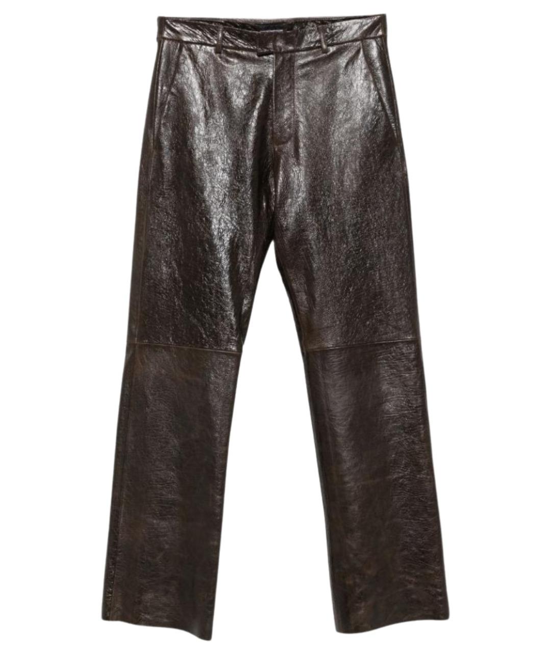 EMPORIO ARMANI Черные кожаные повседневные брюки, фото 1