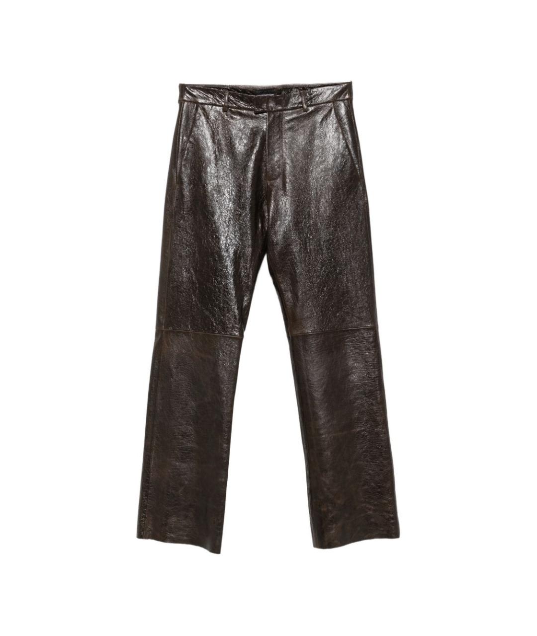 EMPORIO ARMANI Черные кожаные повседневные брюки, фото 6