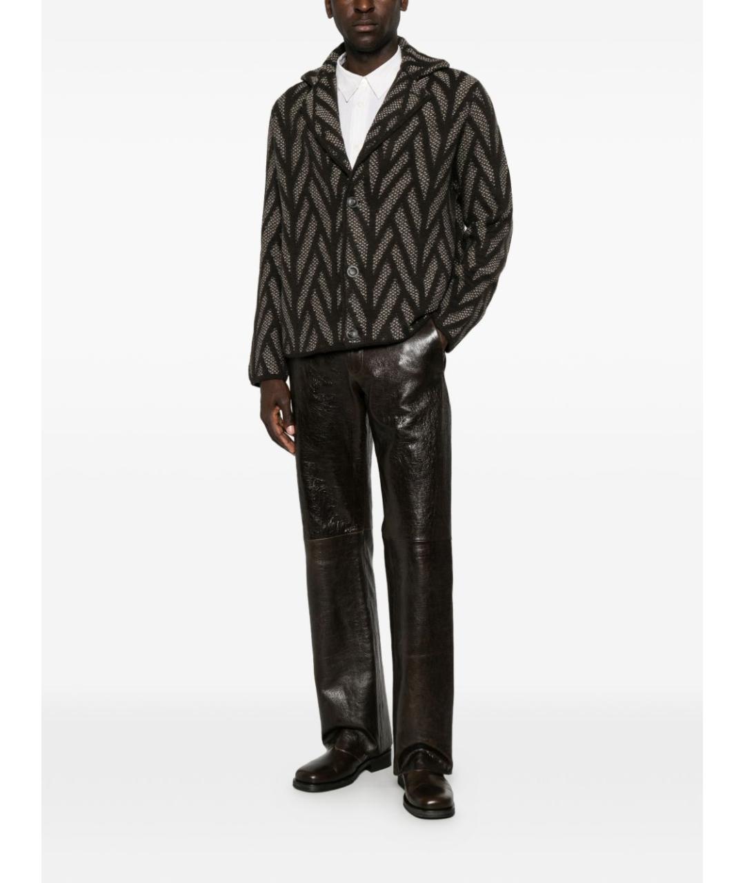 EMPORIO ARMANI Черные кожаные повседневные брюки, фото 5