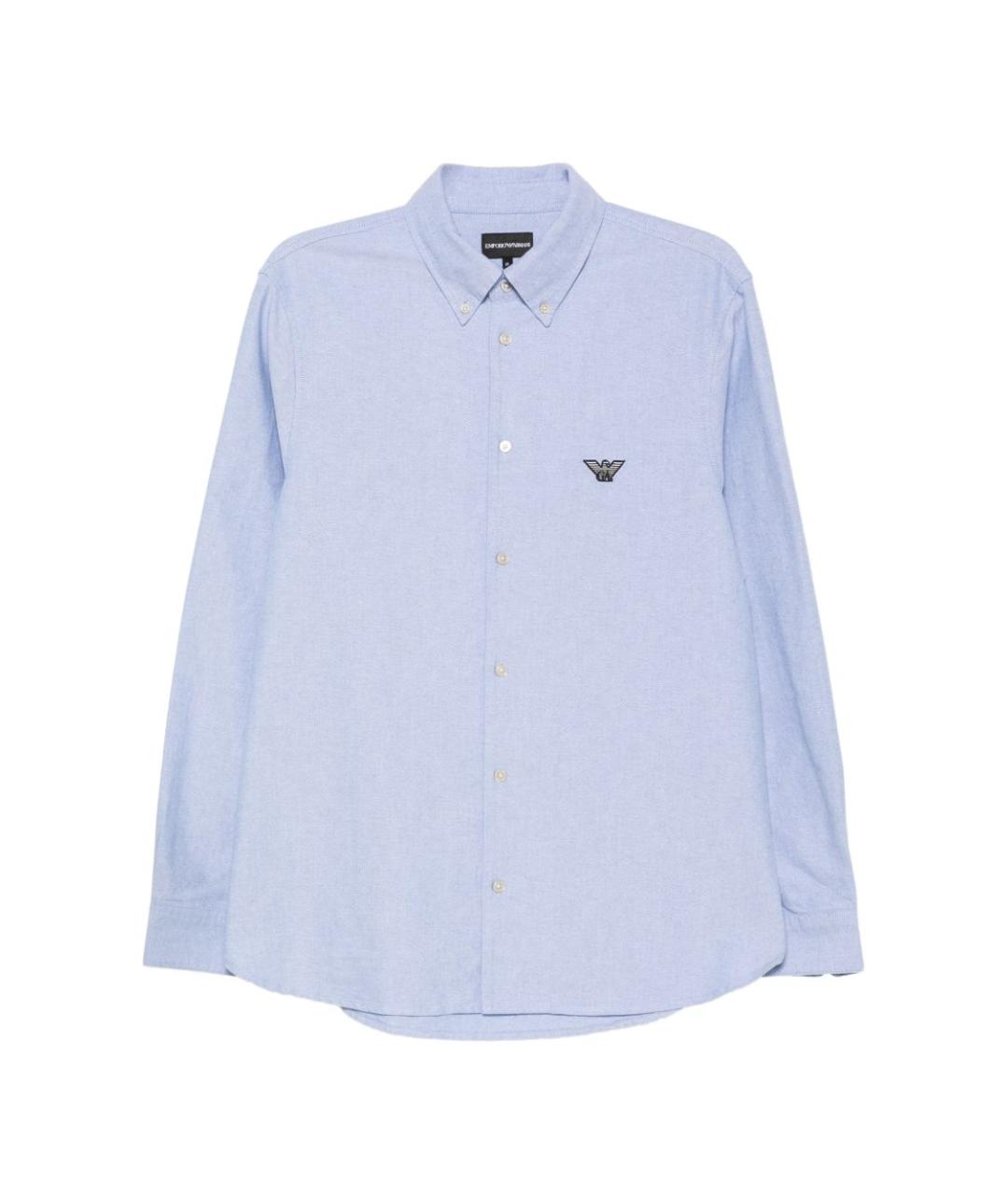 EMPORIO ARMANI Синяя хлопковая классическая рубашка, фото 1