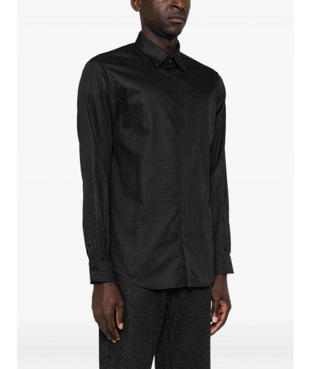 EMPORIO ARMANI Черная хлопковая классическая рубашка, фото 3