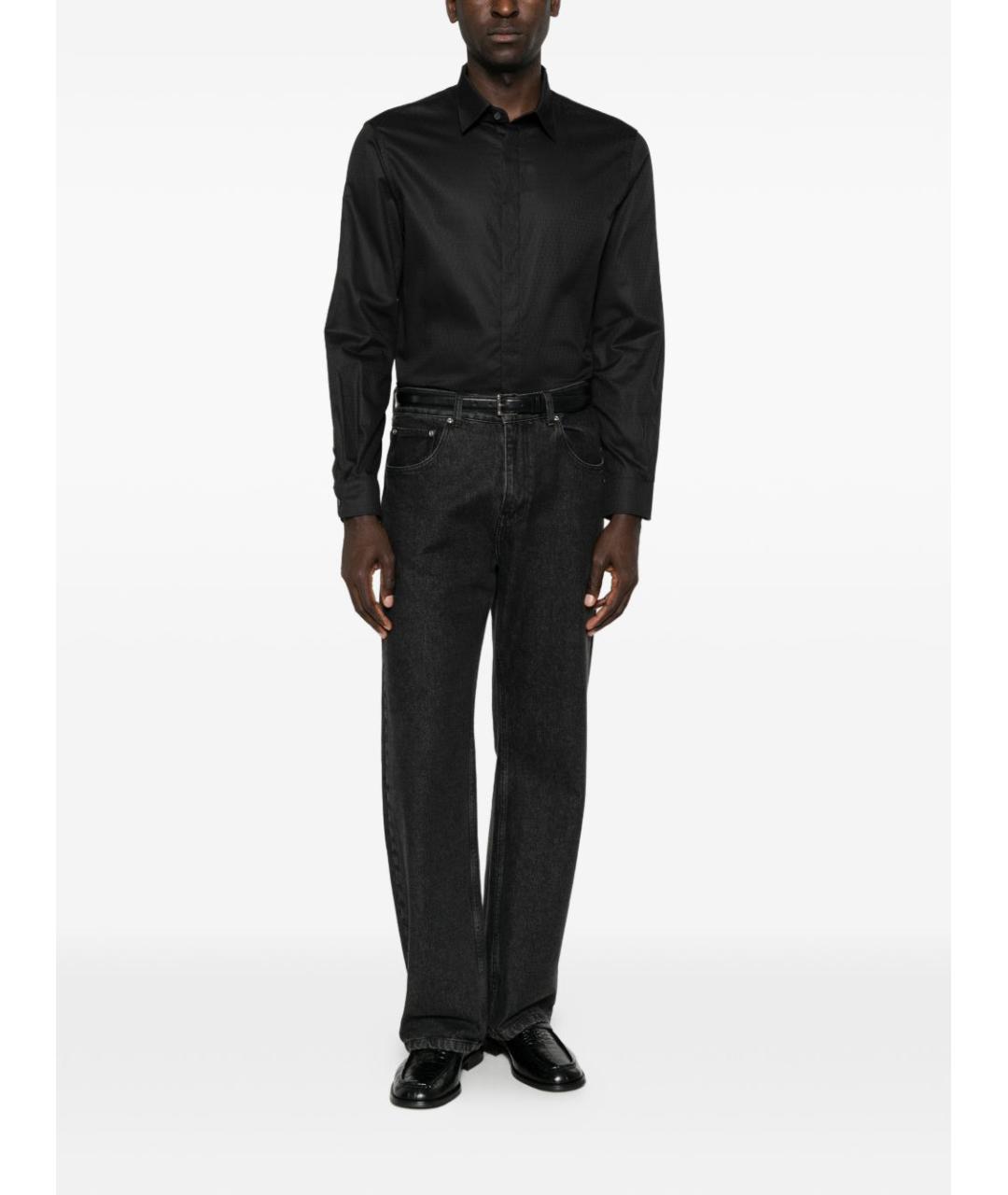 EMPORIO ARMANI Черная хлопковая классическая рубашка, фото 2